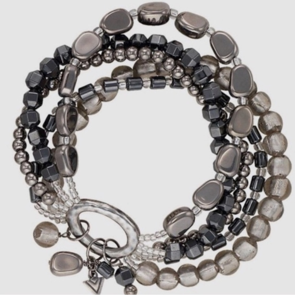 Silpada Hailstorm Stretch Bracelet. Strands of Silver, Hematite and Glass beads.